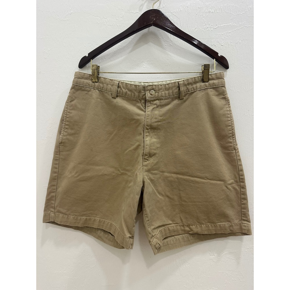 Polo Ralph Lauren Men Tan Khaki Chino Shorts Cotton Twill Flat Front Size 35
